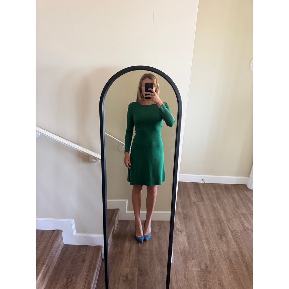 St. John Green Fit and Flare Knit Dress